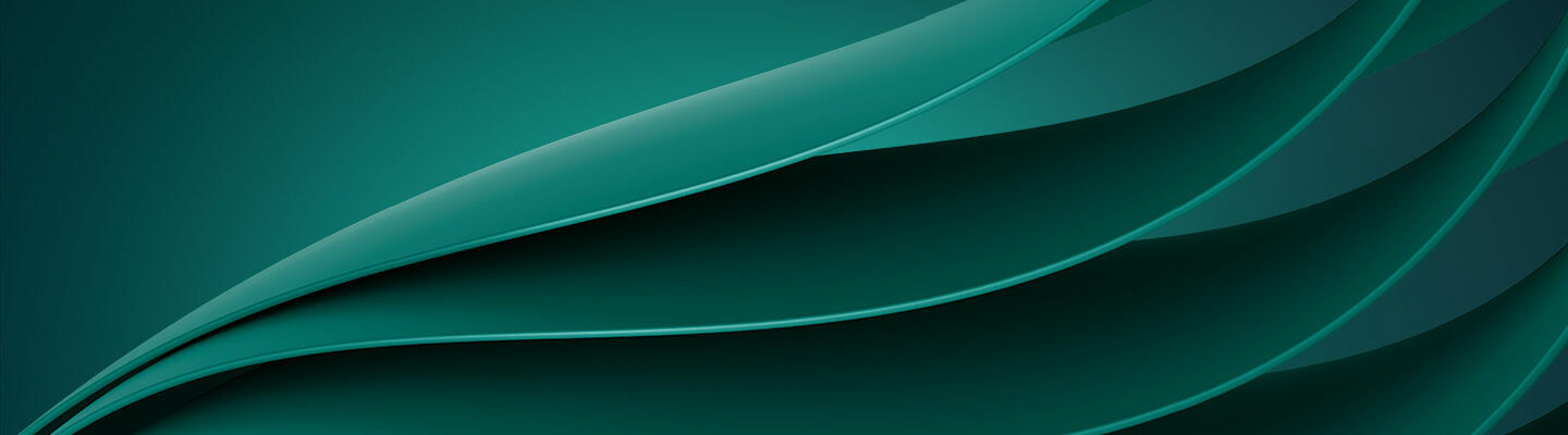 Abstract design featuring multiple overlapping green wave lines on a dark green background.